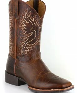 Rank 45 Men's Xero Gravity Embroidered Performance Boots - Square Toe Brown