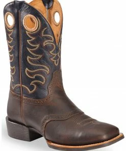 Rank 45 Men's Xero Gravity Gibson Saddle Vamp Western Boots - Broad Square Toe Brown