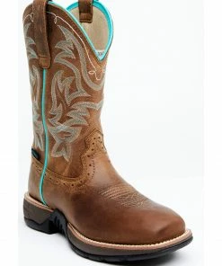 Rank 45 Women's Tabacco Brown Charlize Waterproof Full-Grain Performance Western Boot - Wide Square Toe 
