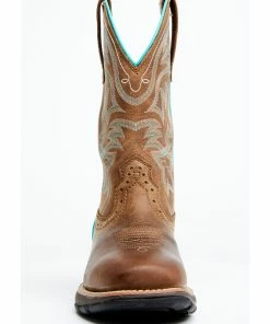 Rank 45 Women's Tabacco Brown Charlize Waterproof Full-Grain Performance Western Boot - Wide Square Toe  -Rank 45 shop 2000350488 200 P4