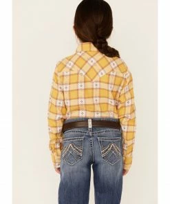 Rank 45 Girls' Yellow Southwestern Plaid Long Sleeve Snap Western Shirt  -Rank 45 shop 2000358150 700 P3