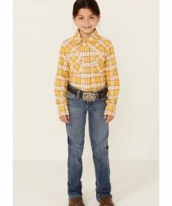 Rank 45 Girls' Yellow Southwestern Plaid Long Sleeve Snap Western Shirt  -Rank 45 shop 2000358150 700 P4