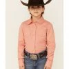 Rank 45 Girls' Solid Coral Rhinestone Yoke Long Sleeve Western Riding Shirt  -Rank 45 shop 2000358151 850 P1