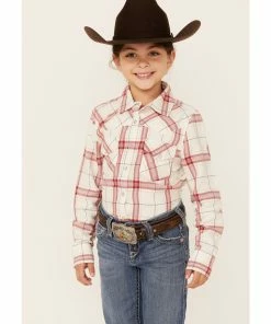 Rank 45 Girls' Pink Plaid Long Sleeve Snap Western Shirt  White -Rank 45 shop 2000358159 100 P1 1