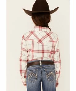 Rank 45 Girls' Pink Plaid Long Sleeve Snap Western Shirt  White -Rank 45 shop 2000358159 100 P3