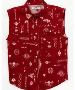 Rank 45 Toddler Girls' Southwestern Print Sleeveless Shirt For Toddler-Girls' Red