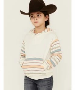 Rank 45 Girls' Multicolored Stripe Sleeve Pullover Hooded Sweate Ivory -Rank 45 shop 2000358165 103 P1 1