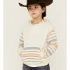 Rank 45 Girls' Multicolored Stripe Sleeve Pullover Hooded Sweate Ivory -Rank 45 shop 2000358165 103 P1