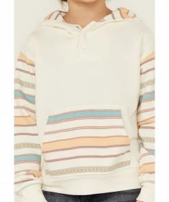 Rank 45 Girls' Multicolored Stripe Sleeve Pullover Hooded Sweate Ivory -Rank 45 shop 2000358165 103 P3