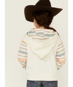 Rank 45 Girls' Multicolored Stripe Sleeve Pullover Hooded Sweate Ivory -Rank 45 shop 2000358165 103 P4