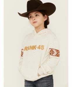 Rank 45 Girls' Embroidered Southwestern Long Sleeve Logo Pullover Hooded Sweatshirt Oatmeal -Rank 45 shop 2000358166 104 P1 1