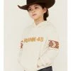Rank 45 Girls' Embroidered Southwestern Long Sleeve Logo Pullover Hooded Sweatshirt Oatmeal -Rank 45 shop 2000358166 104 P1