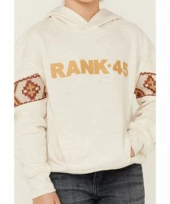 Rank 45 Girls' Embroidered Southwestern Long Sleeve Logo Pullover Hooded Sweatshirt Oatmeal -Rank 45 shop 2000358166 104 P3