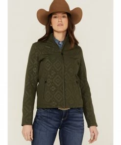 Rank 45 Women's Southwestern Print Softshell Riding Jacket Olive