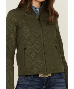 Rank 45 Women's Southwestern Print Softshell Riding Jacket Olive -Rank 45 shop 2000358171 341 P3