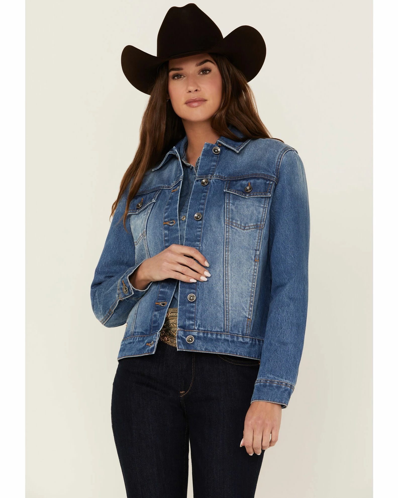 Rank 45 Women's Signature Denim Rancher Jacket Medium Wash 4 Rank 45 Women's Signature Denim Rancher Jacket Medium Wash - Image 2