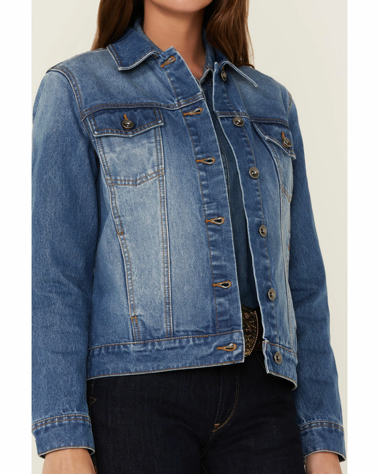 Rank 45 Women's Signature Denim Rancher Jacket Medium Wash 5 Rank 45 Women's Signature Denim Rancher Jacket Medium Wash - Image 3