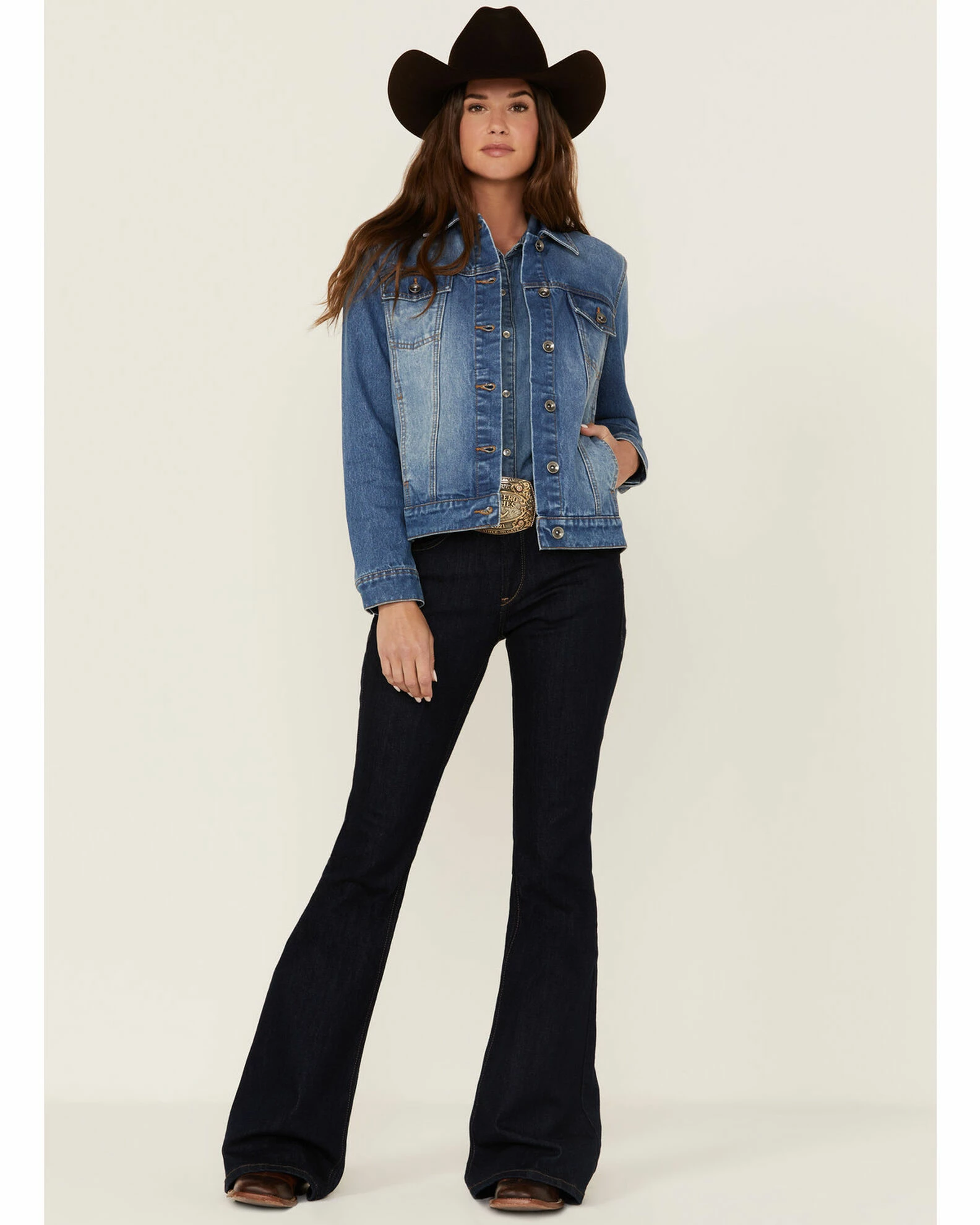 Rank 45 Women's Signature Denim Rancher Jacket Medium Wash 7 Rank 45 Women's Signature Denim Rancher Jacket Medium Wash - Image 5