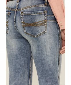 Rank 45 Women's Medium Wash Mid Rise Straight Riding Jeans -Rank 45 shop 2000358173 414 P4