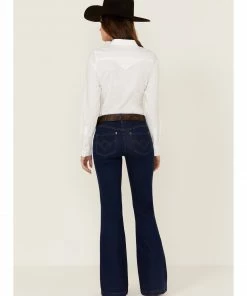 Rank 45 Women's Mid Rise Flare Super Dark Wash Mid Rise Signature Back Pocket  -Rank 45 shop 2000358175 417 P3