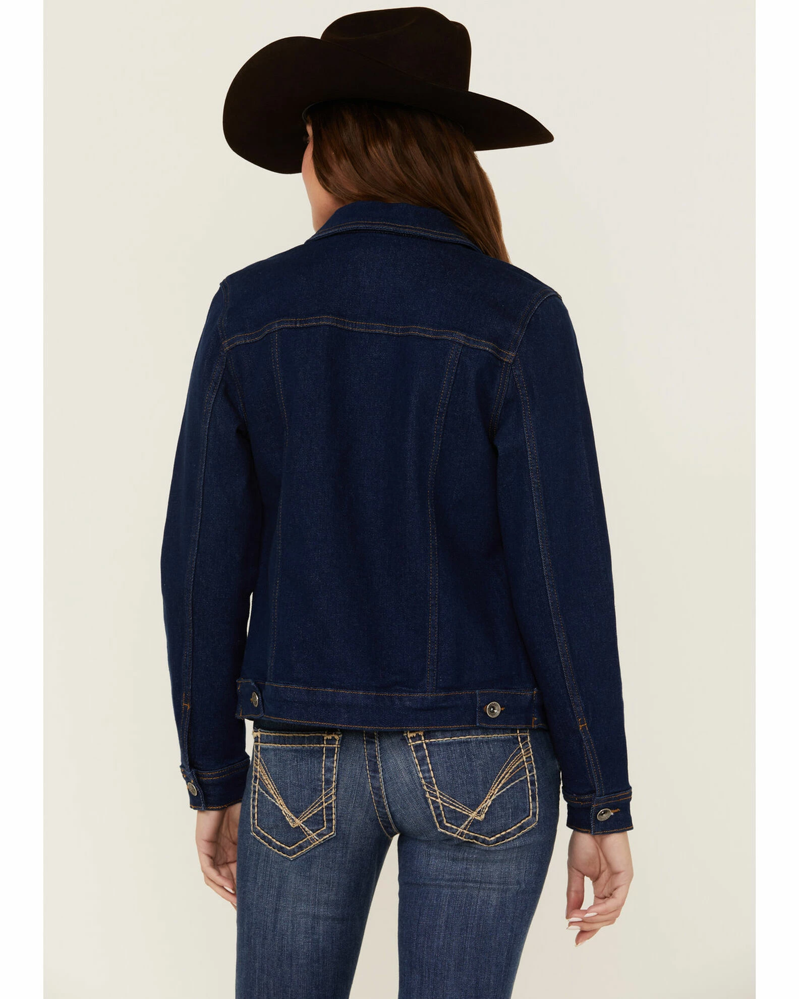 Rank 45 Women's Signature Denim Pocket Stitch Rancher Jacket Medium Wash 6 Rank 45 Women's Signature Denim Pocket Stitch Rancher Jacket Medium Wash - Image 4
