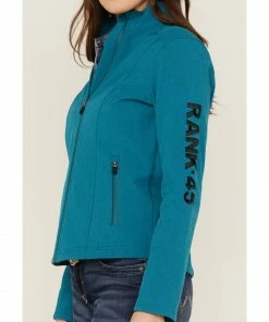 Rank 45 Women's Soft Shell Logo Riding Jacket Teal -Rank 45 shop 2000358177 442 P3