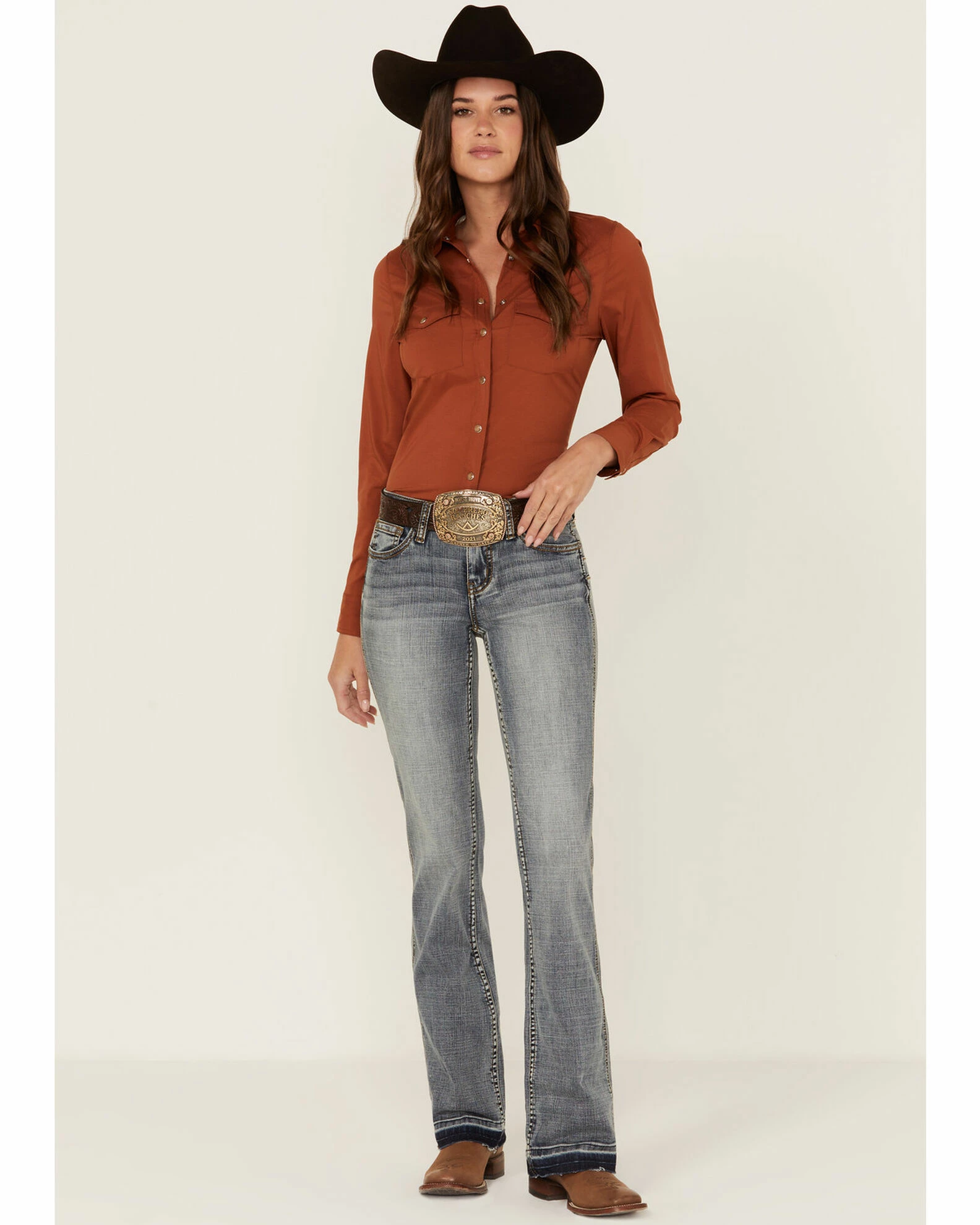 Rank 45 Women's Medium Wash Mid Rise Bootcut Riding Jeans 3 Rank 45 Women's Medium Wash Mid Rise Bootcut Riding Jeans