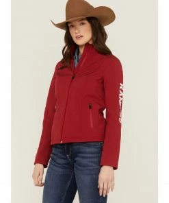 Rank 45 Women's Soft Shell Logo Riding Jacket Red