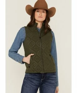 Rank 45 Women's Southwestern Print Softshell Riding Vest Olive 11 Rank 45 Women's Southwestern Print Softshell Riding Vest Olive -Rank 45 shop 2000358183 341 P1 1
