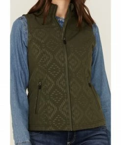 Rank 45 Women's Southwestern Print Softshell Riding Vest Olive 9 Rank 45 Women's Southwestern Print Softshell Riding Vest Olive -Rank 45 shop 2000358183 341 P3