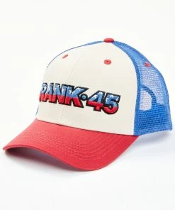 Rank 45 Men's Red White & Blue Embroidered Flag Logo Mesh-Back Ball Cap  Multi