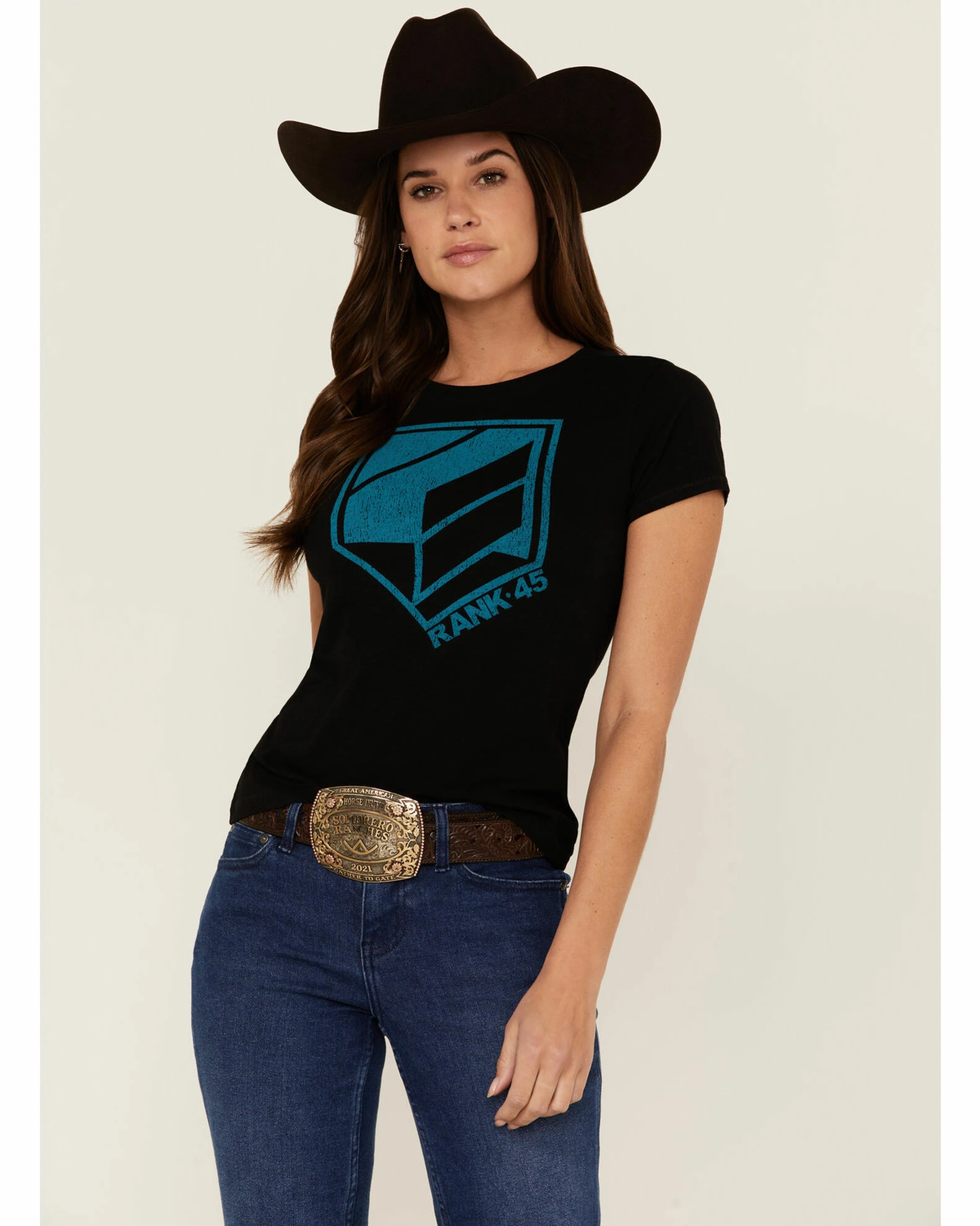 Rank 45 Women's Logo Graphic Black Tee 3 Rank 45 Women's Logo Graphic Black Tee