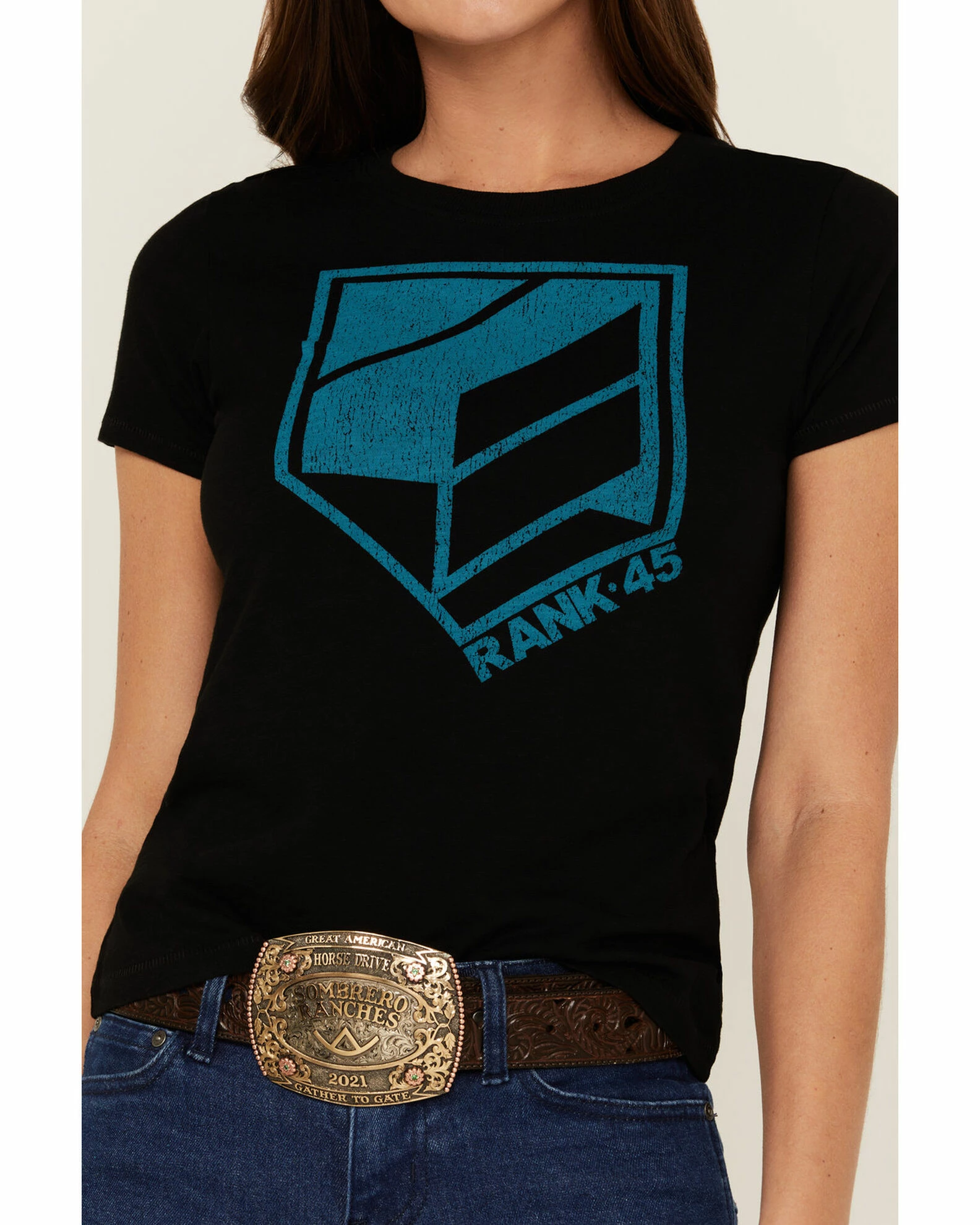 Rank 45 Women's Logo Graphic Black Tee 4 Rank 45 Women's Logo Graphic Black Tee - Image 2