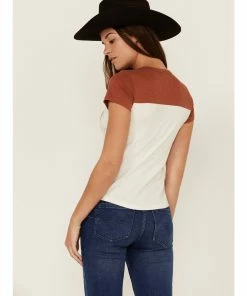 Rank 45 Women's Horse Rider Graphic Raglan Western Yoke Tee Ivory -Rank 45 shop 2000358390 103 P3