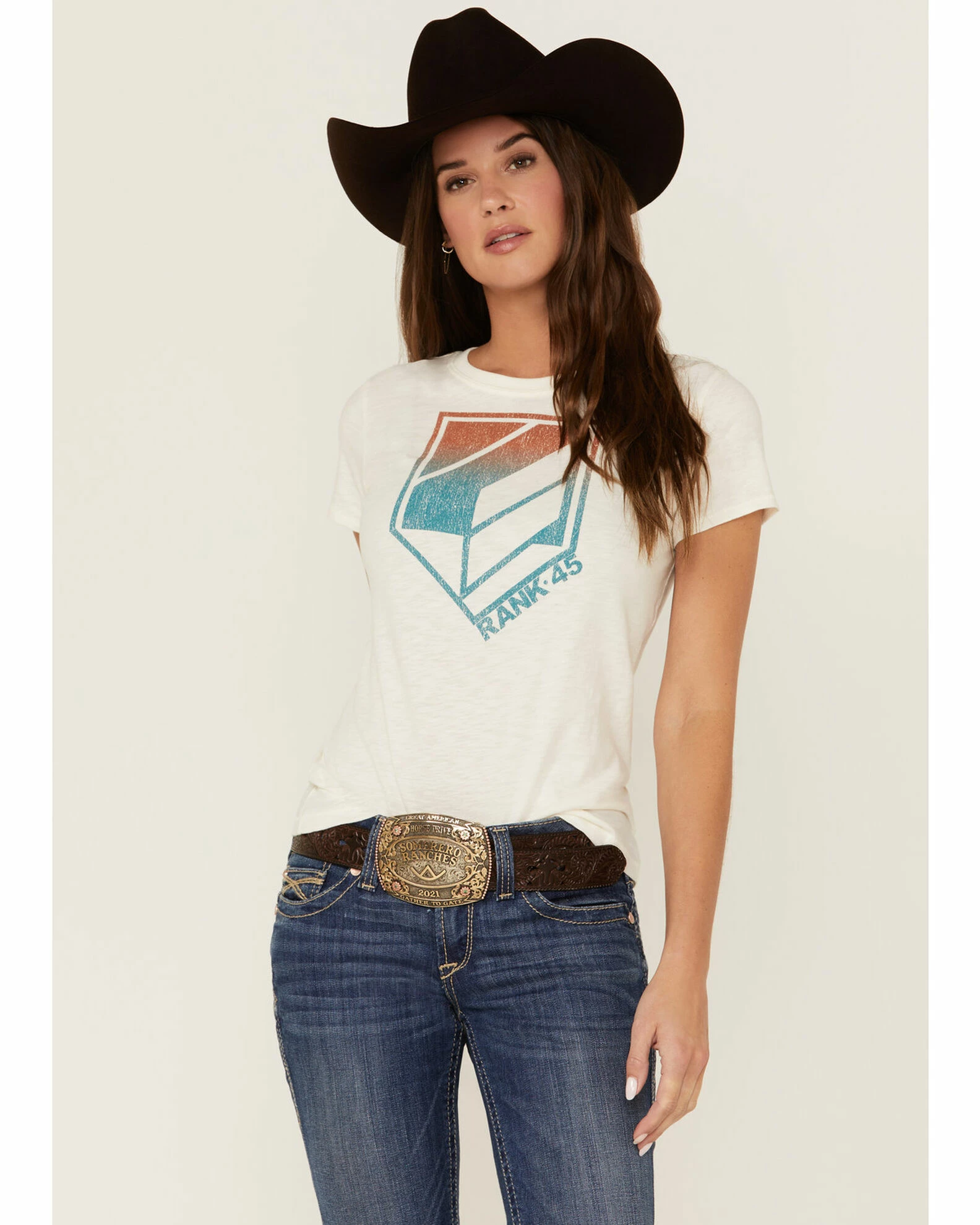 Rank 45 Women's Logo White Graphic Tee 3 Rank 45 Women's Logo White Graphic Tee