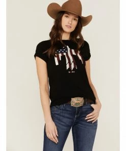 Rank 45 Women's American Eagle Graphic Tee  Black