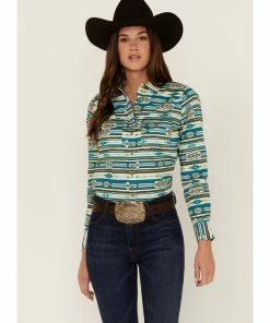 Rank 45 Women's Southwestern Teal Multi Print Riding Shirt 11 Rank 45 Women's Southwestern Teal Multi Print Riding Shirt -Rank 45 shop 2000358398 442 P1 1