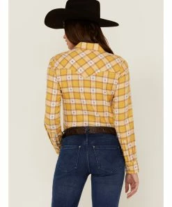 Rank 45 Women's Dobby Plaid Yellow Western Shirt -Rank 45 shop 2000358399 700 P4