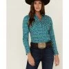 Rank 45 Women's Teal Western Tile Print Riding Shirt 2 Rank 45 Women's Teal Western Tile Print Riding Shirt -Rank 45 shop 2000358400 442 P1