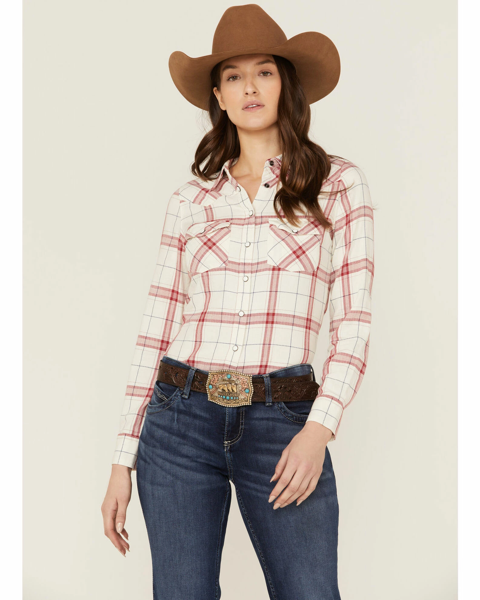 Rank 45 Women's Yarn Died Plaid Shirt White 3 Rank 45 Women's Yarn Died Plaid Shirt White