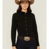 Rank 45 Women's Outdoor Vented York Riding Long Sleeve Snap Shirt Black -Rank 45 shop 2000358403 001 P1