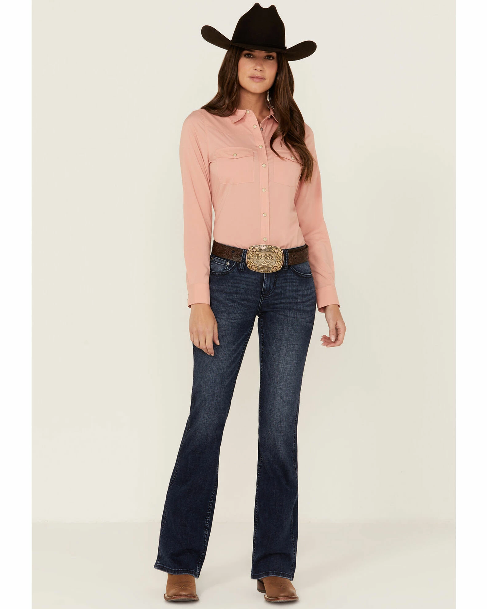 Rank 45 Women's Outdoor Vented Yoke Riding Snap Shirt Rust Copper 4 Rank 45 Women's Outdoor Vented Yoke Riding Snap Shirt Rust Copper - Image 2