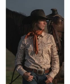 Rank 45 Women's Paisley Stretch Button Western Shirt Rust Copper -Rank 45 shop 2000358407 220 P1 1