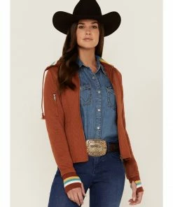 Rank 45 Women's Quilted Rust Copper Zip-Front Jacket 