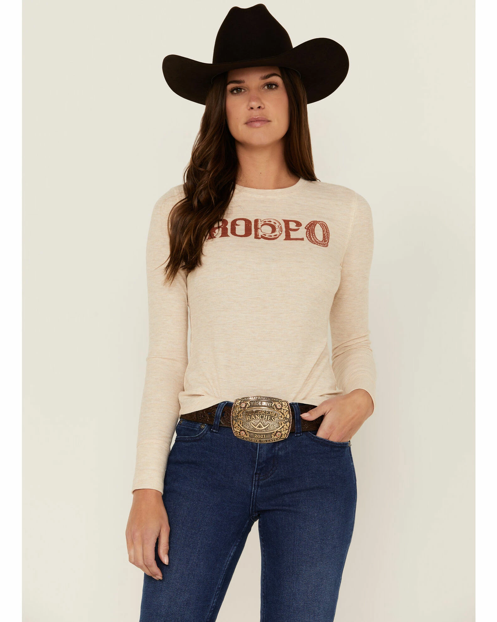 Rank 45 Women's Rodeo Graphic Long Sleeve Thermal Top 3 Rank 45 Women's Rodeo Graphic Long Sleeve Thermal Top
