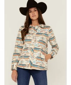 Rank 45 Rank45 Women's Quilted Multicolored Southwestern Shacket Blue