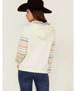 Rank 45 Women's Contrast Serape Sleeve Pullover Hoodie  Ivory -Rank 45 shop 2000358412 103 P4