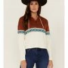 Rank 45 Women's Colorblock Half Zip Southwestern Hooded Pullover Sweatshirt Ivory -Rank 45 shop 2000358413 103 P1