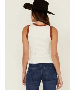 Rank 45 Women's Ribbed White Contrast High Neck Tank -Rank 45 shop 2000358419 100 P3