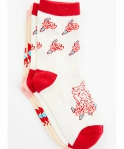 Rank 45 Girls' Floral & Horse Crew Socks - 2-Pack Pink -Rank 45 shop 2000359033 650 P1 1
